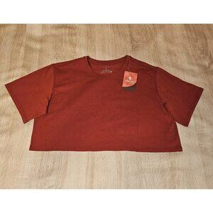 Santiny Red Size L Womens Crop Top Athletic Wear Workout Shirt Nwt